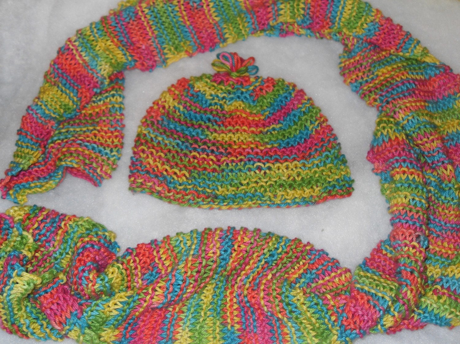 Bright Matching Scarf and Hat Set