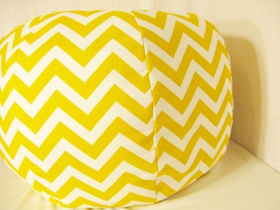 Large Yellow Chevron Print Floor Pouf
