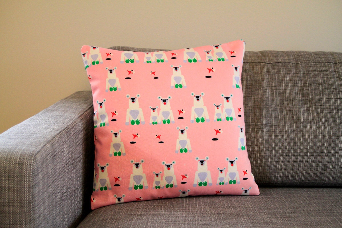 Marimekko Jääkarhu pillow cover in pink, 45x45cm (18x18") - Throw pillow - Cushion case
