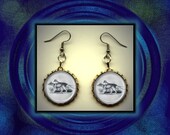 Thylacines Extinct Animal Art Brass Charm Earrings