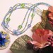 Memories of Summer Necklace II - Blue Glass Flower Pendant with Triple Strand Glass and Crystal Necklace
