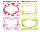 NEW INSTANT DOWNLOAD  The Alice in Wonderland World of Color Whimsical Party Collection Party Labels