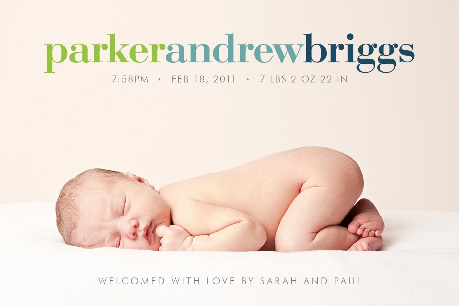 baby girl or boy custom photo birth announcement - bold II