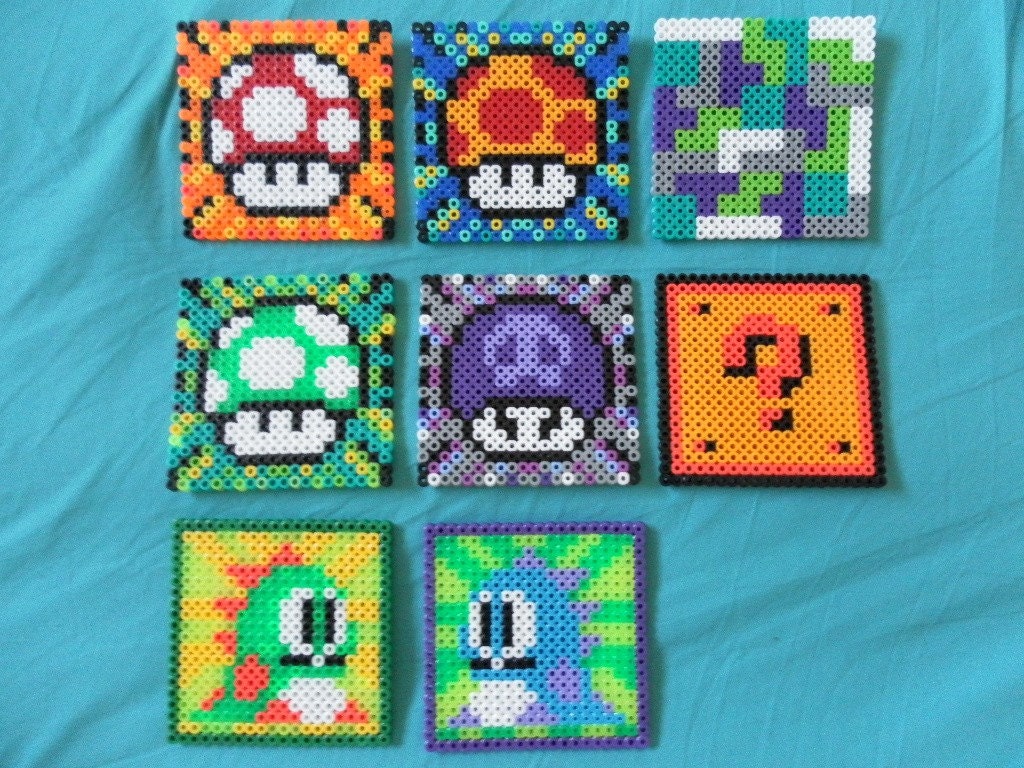 Choose FOUR  Nintendo Video Game Themed Perler Bead Coasters