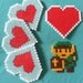 Zelda Nintendo heart container perler bead coasters PLUS Link magnet 8bit