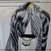 Scarf with Beads- -Black and White