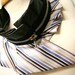 RESERVED Upcycled silk collar - zipper collar - unique piece - stripes and faux leather - one size