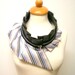 RESERVED Upcycled silk collar - zipper collar - unique piece - stripes and faux leather - one size