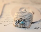 Yarn Wrap Wood Swedish Pewter Pendant OOAK