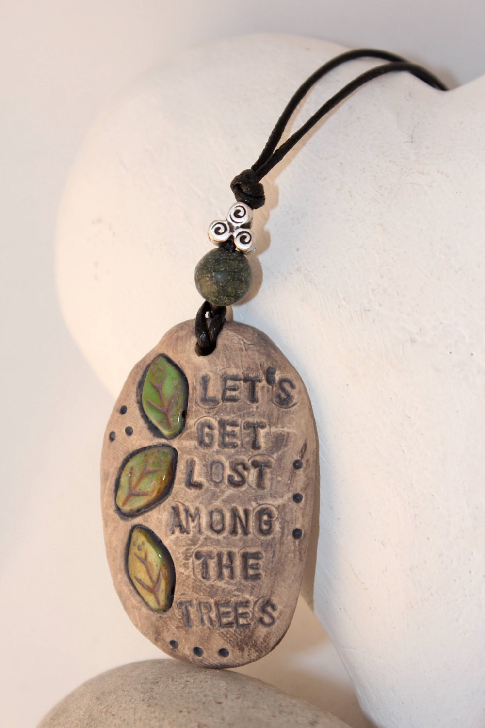 Let's Get Lost Among The Trees Pendant OOAK - Triskelion - Leaves - Spirals