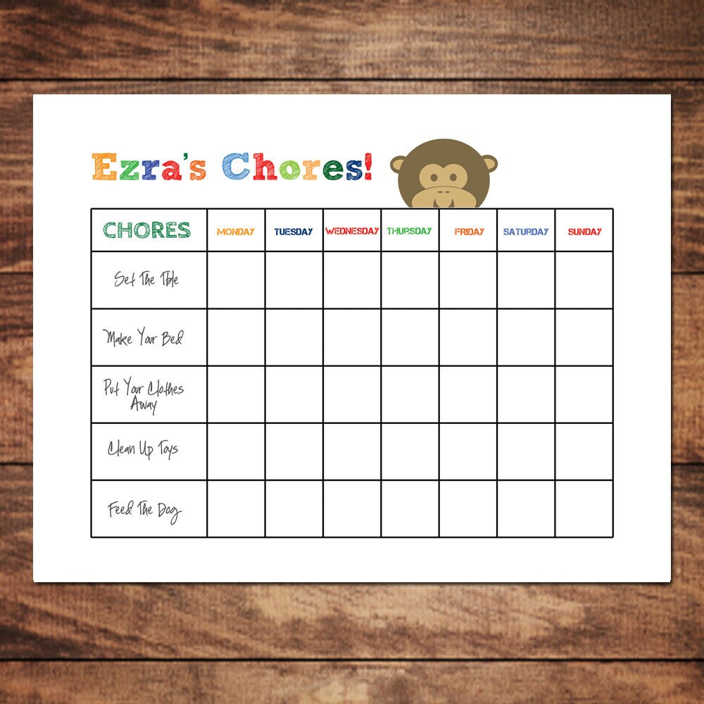 items-similar-to-printable-personalized-chore-chart-diy-customized