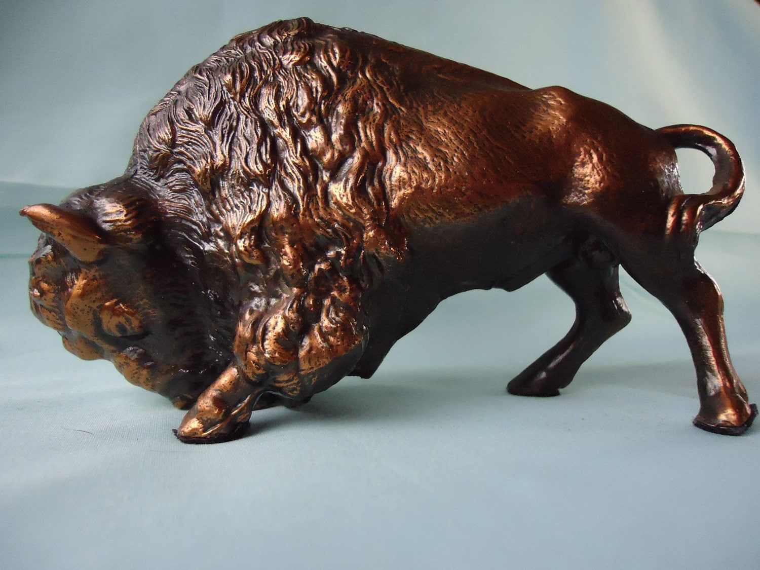Vintage Bronze Buffalo Figure Bison by jandhcollectibles on Etsy