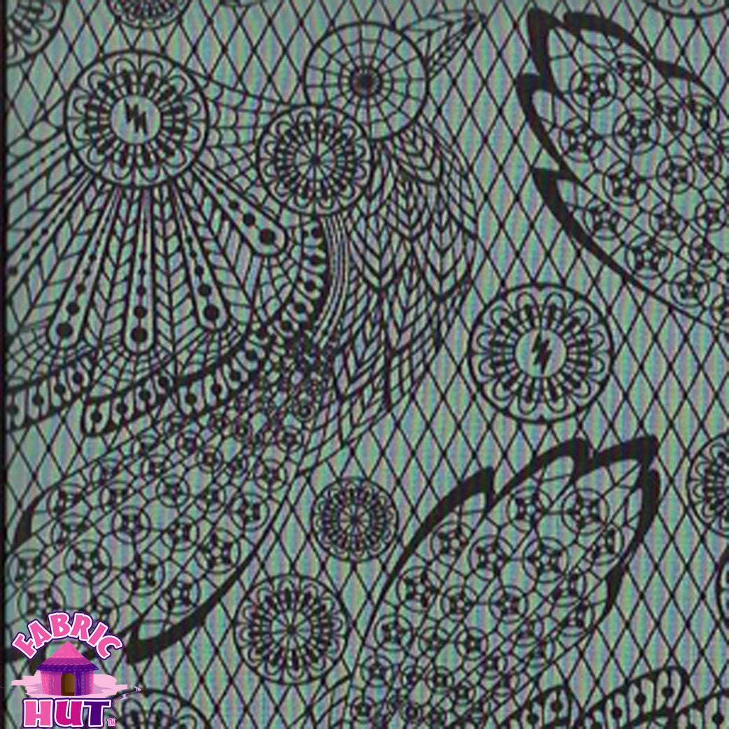 140170146- 44" Wide Tula Pink Night Shade Collection Raven Lace Vapor Cotton Fabric by the yard.