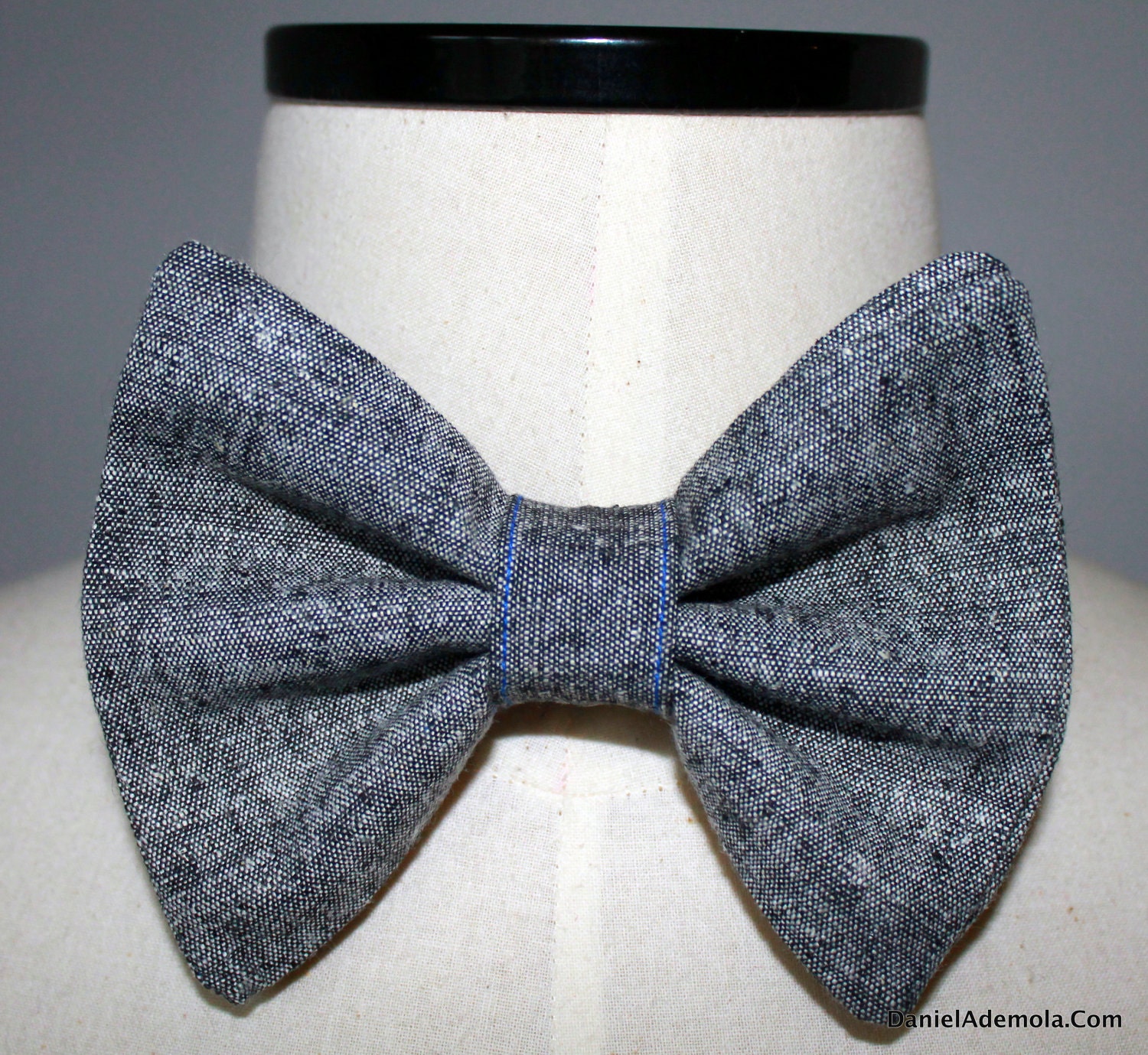 Gray chambray bow tie