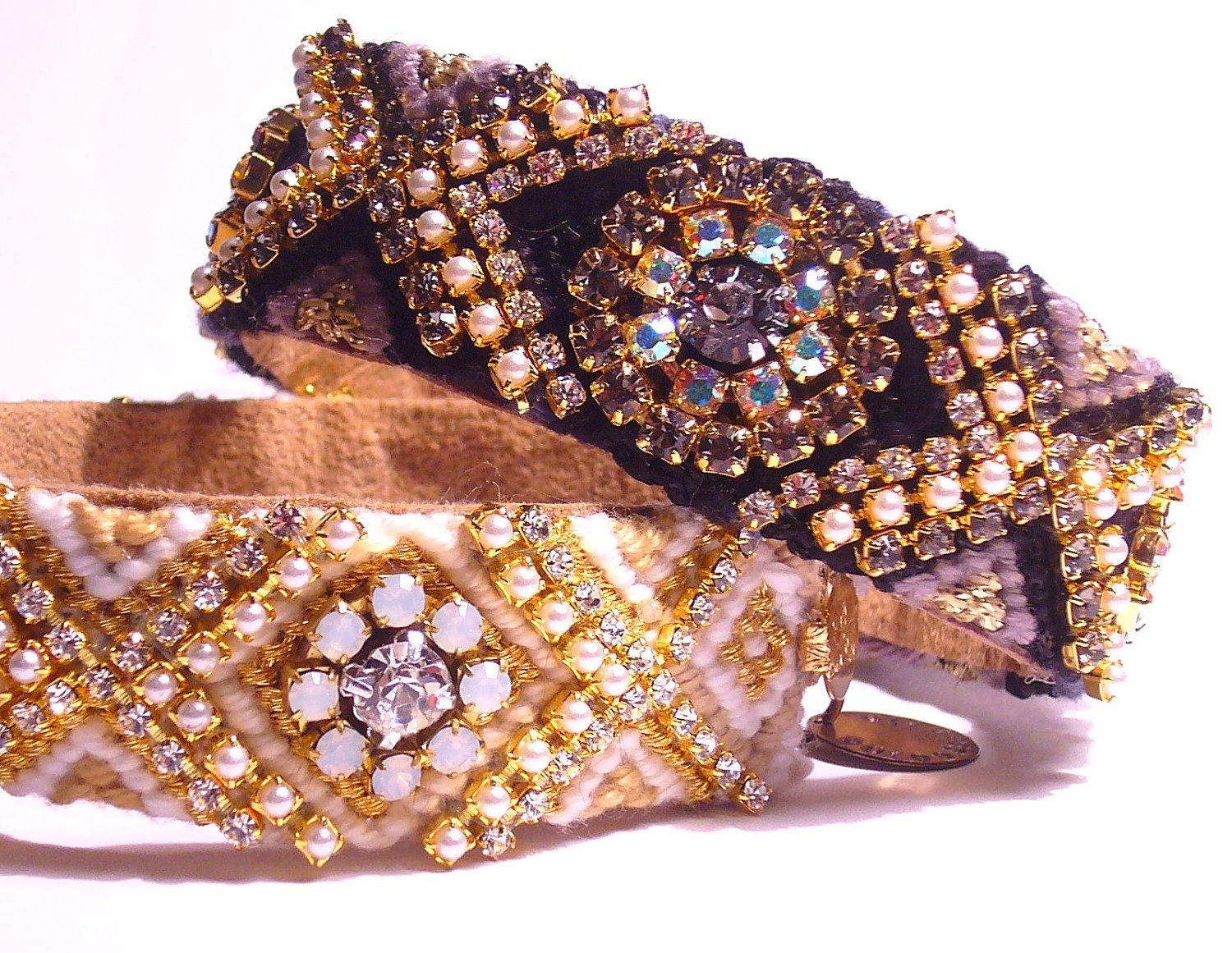 Vintage Rhinestone Friendship Bracelet - BLACK GLAM