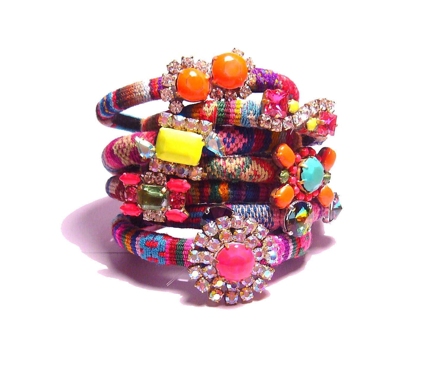 The ORIGINAL ss2012 Vintage Rhinestone Friendship Bracelet - Neon BOHO LUST (Pre Order) As seen on the BagHag Diaries