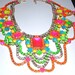 One of a Kind Neon Handpainted Vintage Rhinestone Necklace