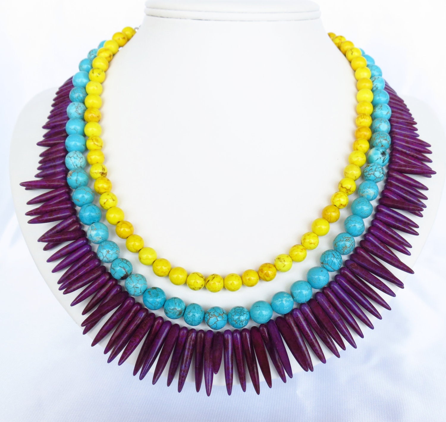 Multi Color Rainbow Turquoise Necklace By Wildflowersandgrace