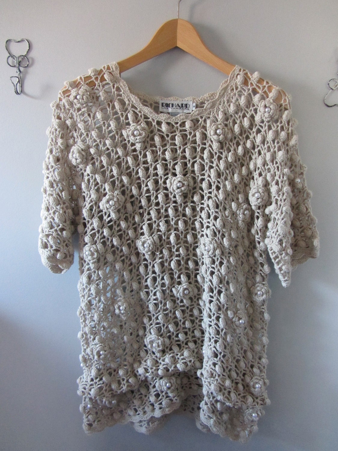 Reserved for Gloria...Sale // Vintage RICHARD AND COMPANY Crochet Chunky Knit Sweater