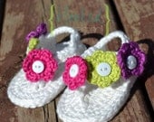Crochet Baby Flip Flops with Interchangeable Flowers