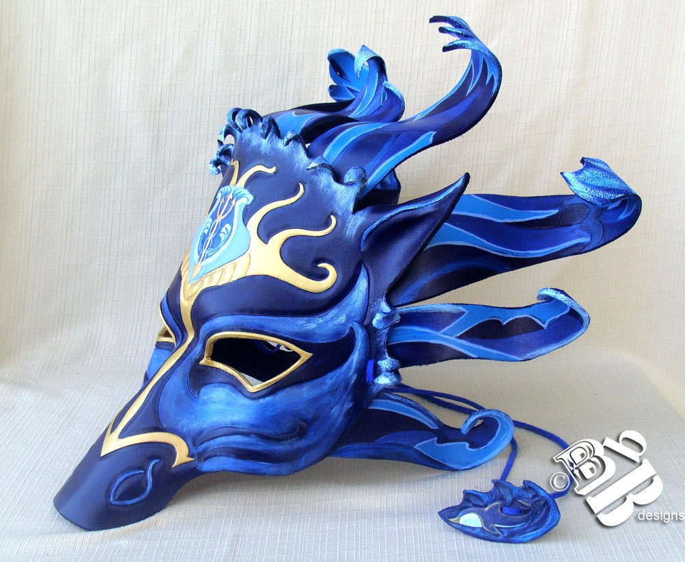 Greek God of The Sea, Poseidon Horse Leather Mask