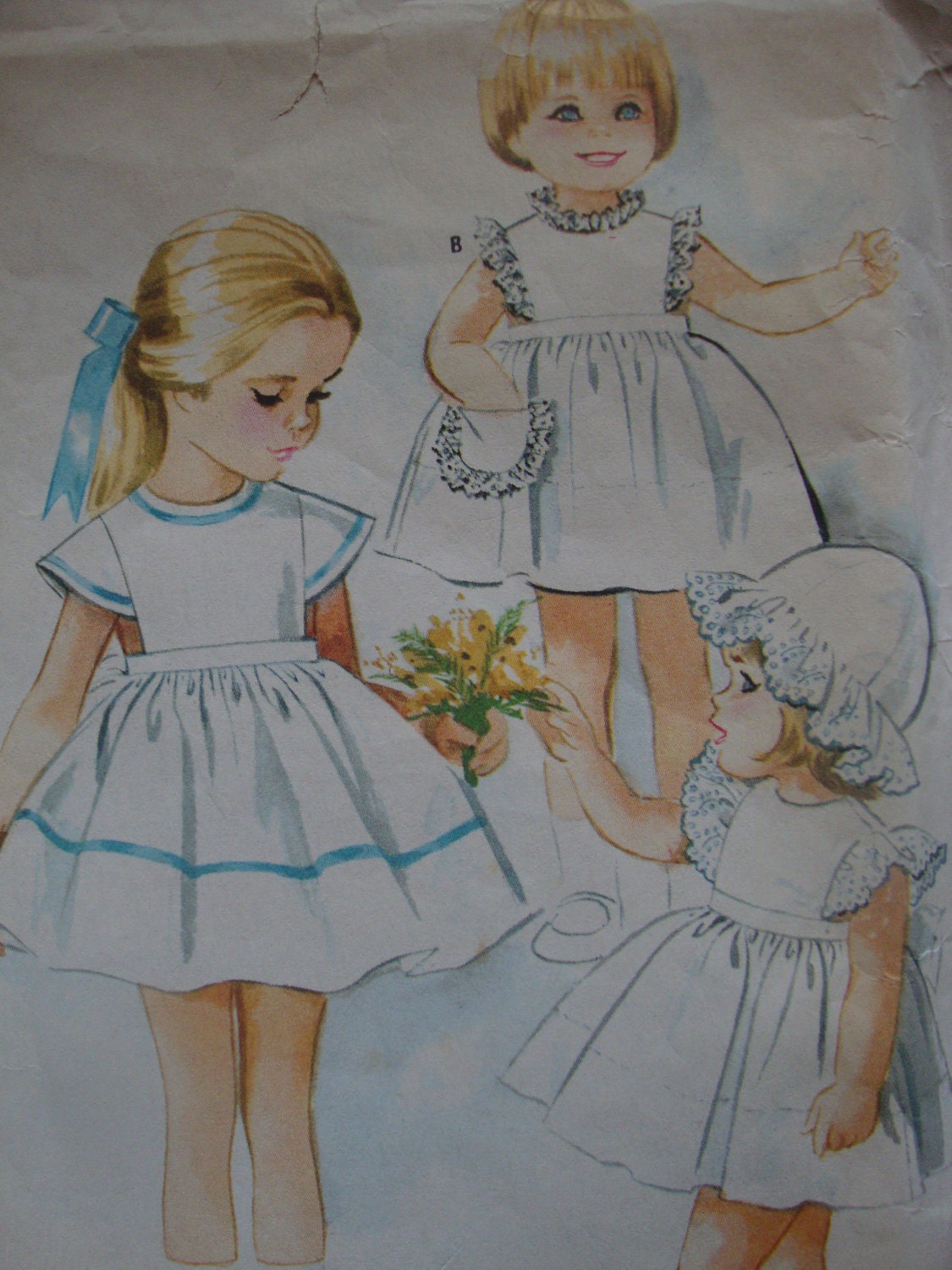 sweet vintage 1966 helen lee designed PINAFORE mccalls sewing pattern SIZE 3 three versions HAT