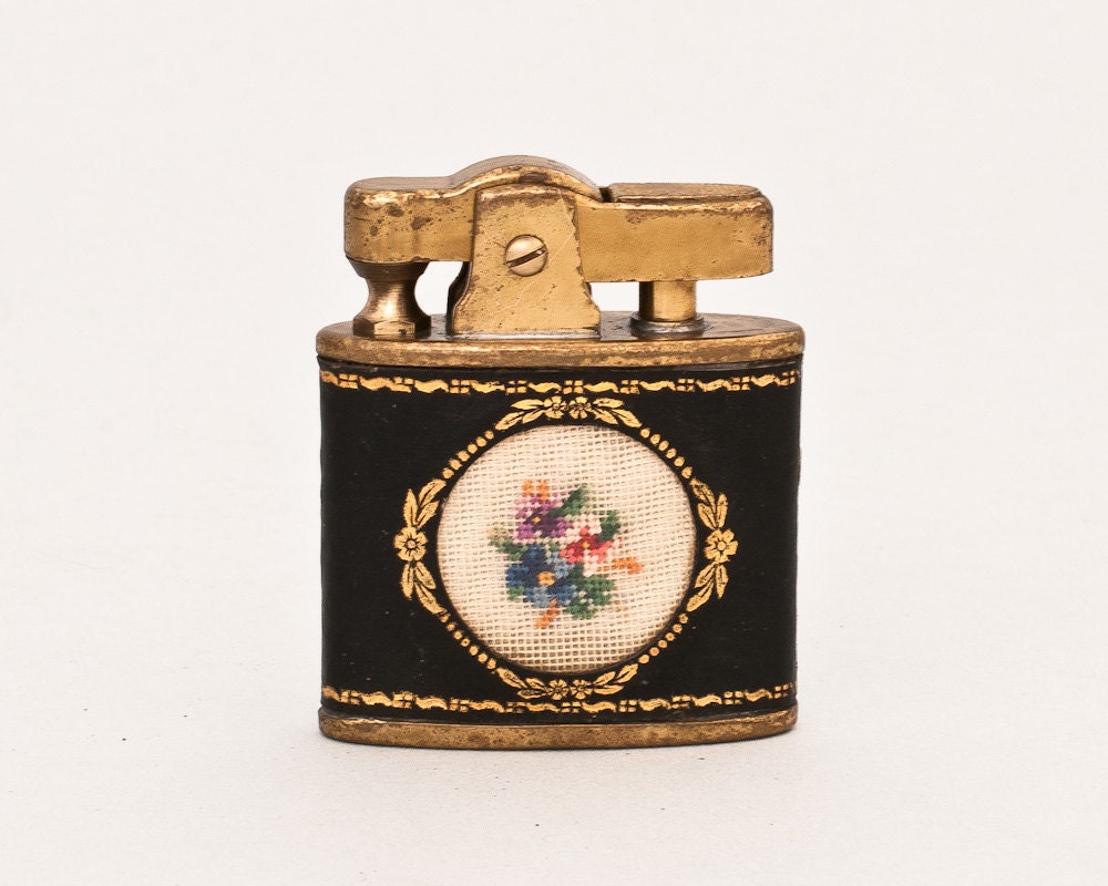 Working 1950s Austrian Ladies Lighter With Needle Point Design
