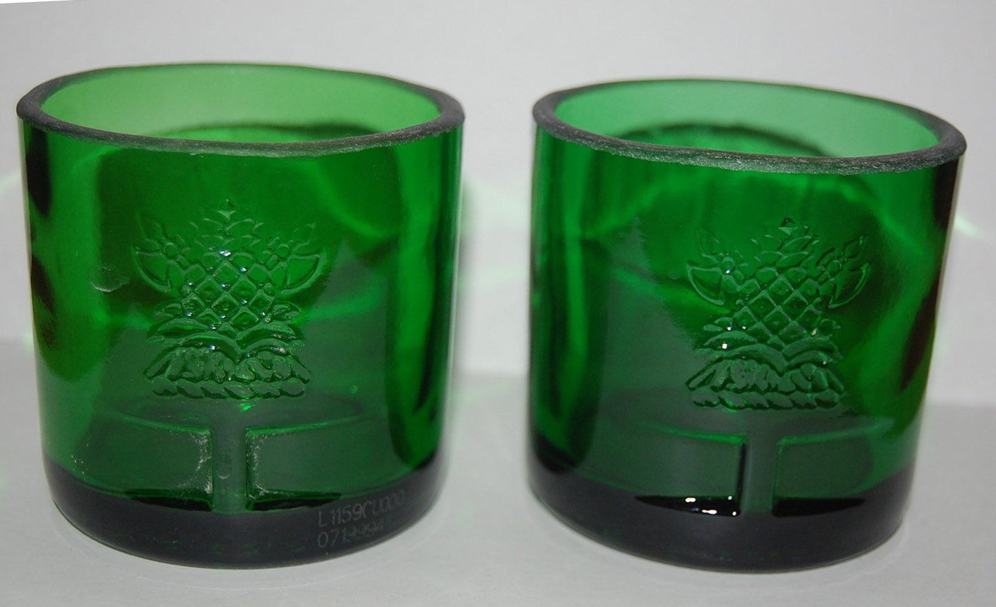 Tanqueray Gin On the Rocks Glasses-Recycled Bottle-Set of 2-ManCave-Bar Lounge-Beach