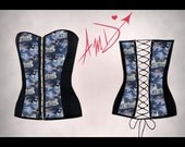 Sexy custom made NFL New England Patriots strapless bandeau corset with hook and eye front