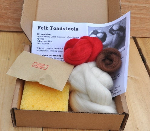 Needle Felt Toadstools Kit - DIY Felting Craft Kit