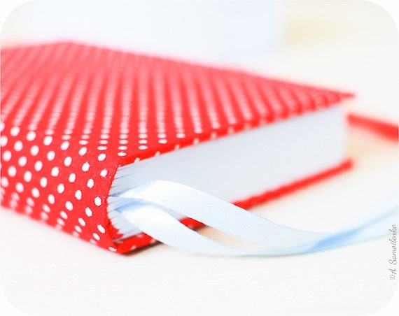 Red polka dot  handmade notebook (diary, journal)