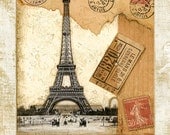 Paris Postmark , Eiffel Tower 11"x 14"