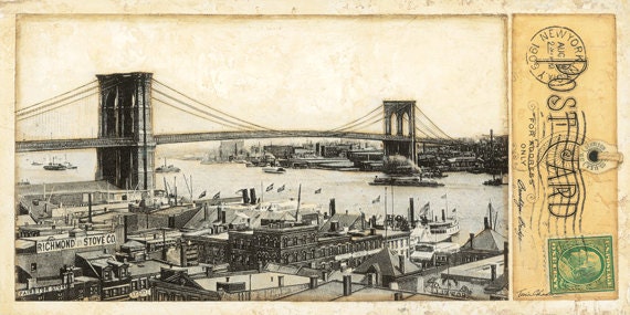 Bridges, New York City, Brooklyn Bridge,  10"x 20"