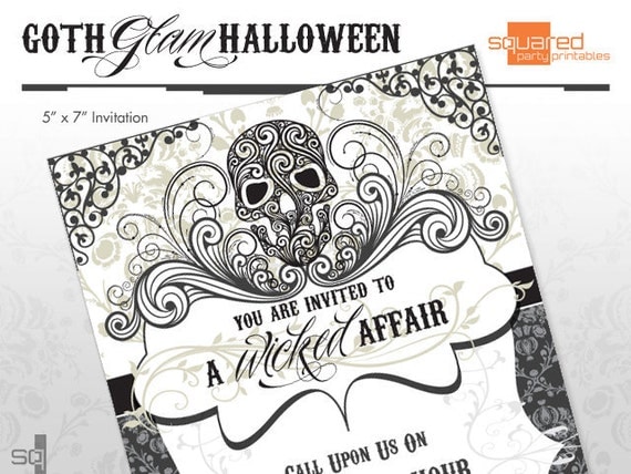 Goth Glam Halloween Party Invitation - DIY Printable Il_570xn