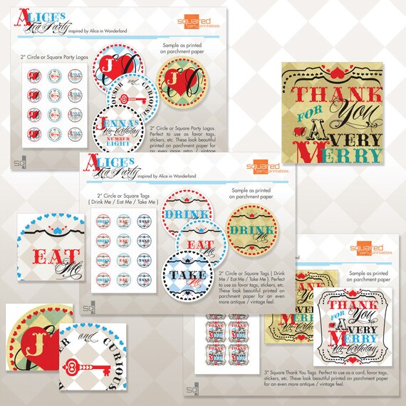 Alice in Wonderland Inspired Vintage Tea Party Printable - DIY Printable Party Package - Do-it-Yourself Print - Alice's Tea Party Il_570xn