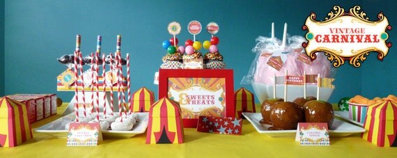 Vintage Carnival Circus Printable Birthday Party Package - DIY Print Il_570xn