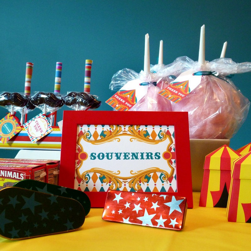 Vintage Carnival Circus Printable Blank Party Label Package - DIY Print