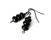 Release Negative - FREE SHIPPING Wire Wrapped Earrings Black Jet Onyx Gemstone Mineral Healing Energy Stone Simple Dangle Unique Gift