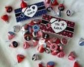 INSTANT DOWNLOAD - Printable Valentine Treat Bag Toppers & Hershey's Stickers Set - You Rock - Rock Star Il_170x135