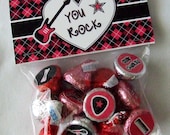 INSTANT DOWNLOAD - Printable Valentine Treat Bag Toppers & Hershey's Stickers Set You Rock - Rock Star - Pink ONLY
