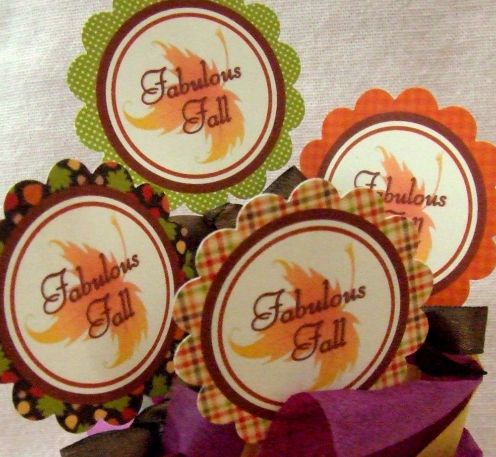 INSTANT DOWNLOAD - Printable Autumn - Cupcake Toppers & Favor Tags - Thanksgiving / Fall Il_570xn