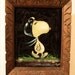 Vintage Snoopy black velvet oil painting.