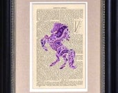Art Print - Paisley Pony - 6 1/2" x 10" Encyclopedia Page - Art Print on Upcycled Encyclopedia Page