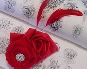 Red Fascinator Red hair clip