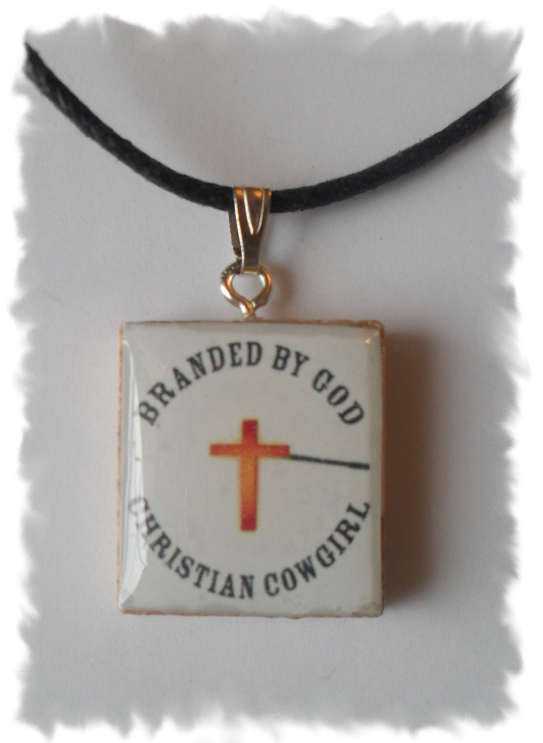 Christian Scrabble TIle Pendant Necklace Choice of   Christian Cowgirl, Walk by Faith Or Jesus Freak
