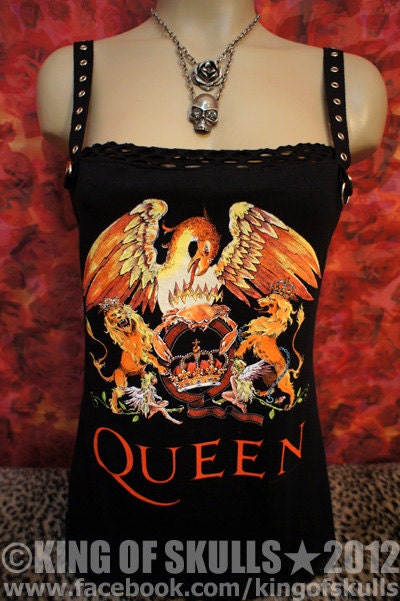 Queen Logo Freddie Mercury DIY Rock Tank Top M Tour T-shirt altered to womens sexy top