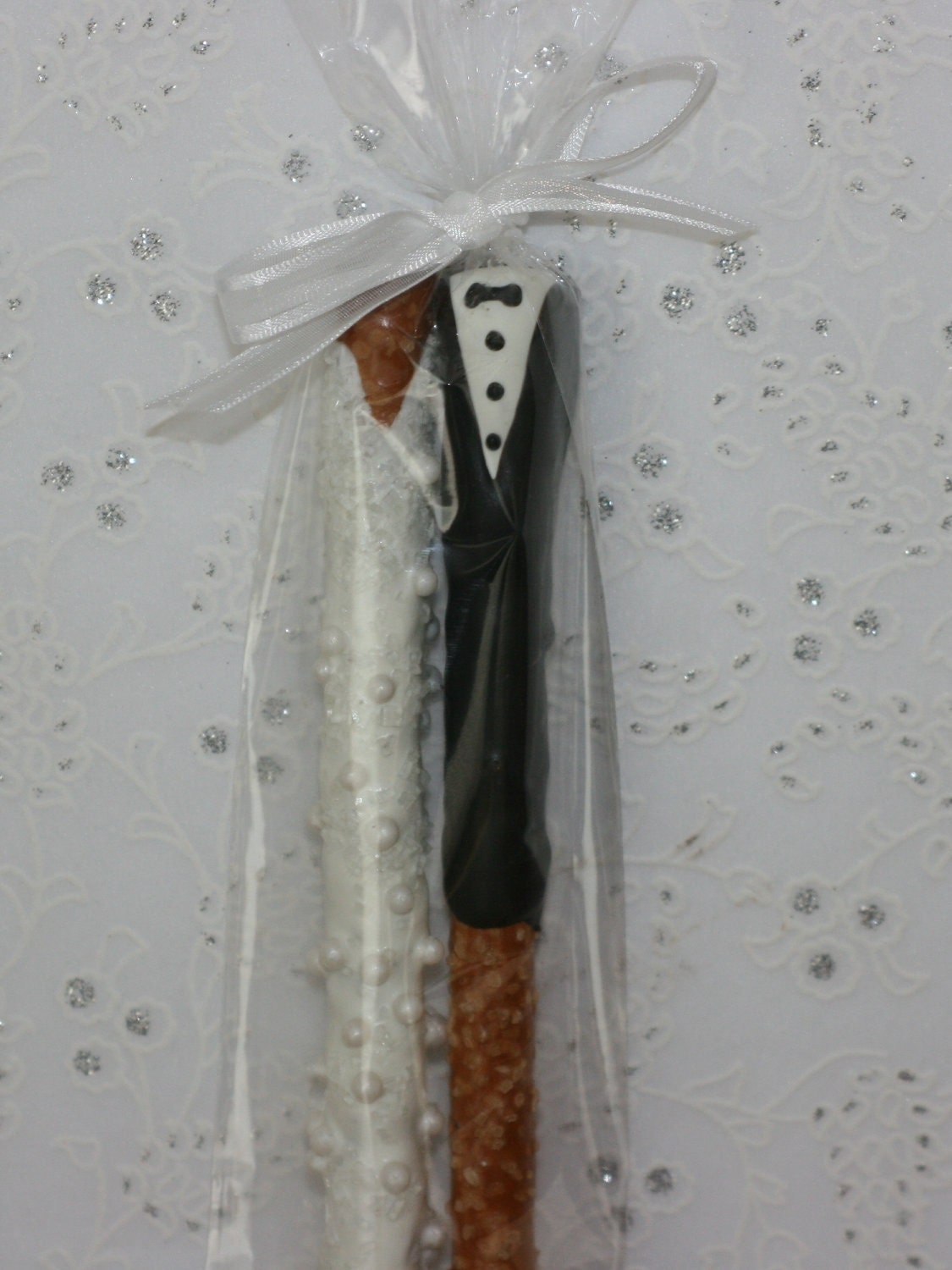 Bride & Groom Chocolate Pretzel Wedding Favors