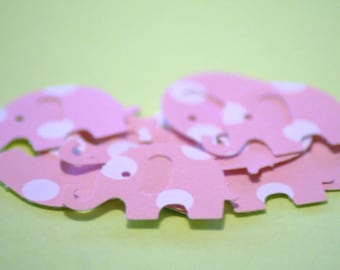 200 Pink with polka dots MODERN ELEPHANT DECOR  Baby Shower Confetti, Birthday party decorations,Invitations,scrapbooking, cards
