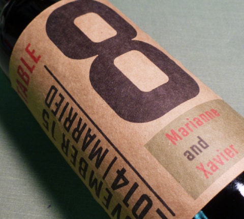 Wedding Wine Label  Table Numbers for weddings, parties, bauhaus style