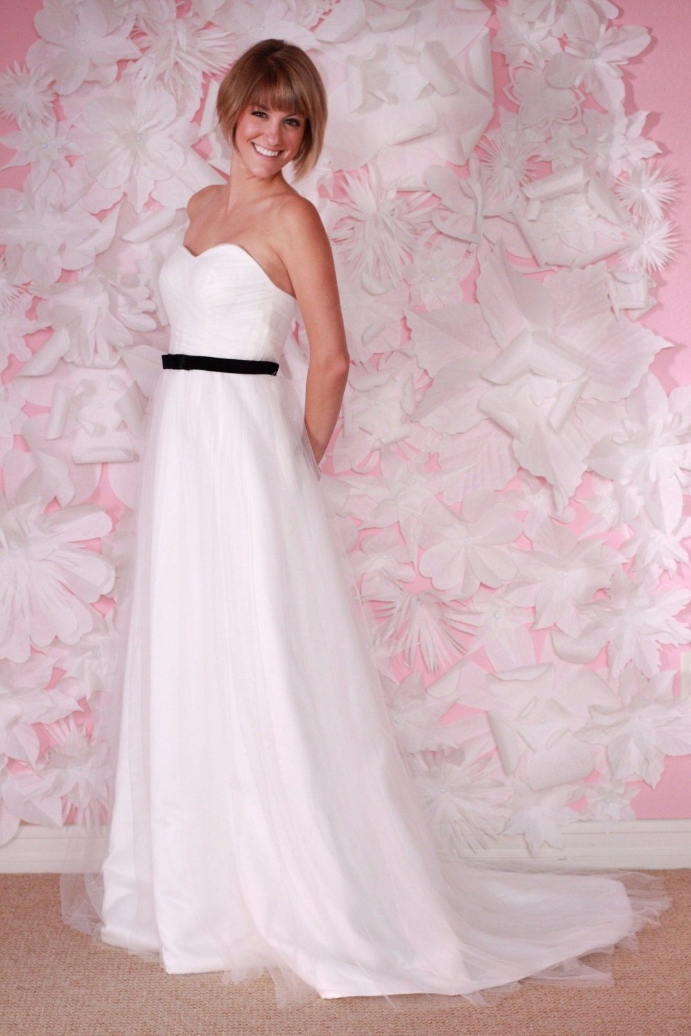 Yves - Tulle Wedding Gown, Soft Ivory, Sweetheart Neckline, Ruched Bodice